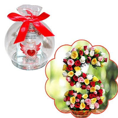 "Love Message in a Glass Jar -1603C-5-006, Flower Arrangement - Click here to View more details about this Product